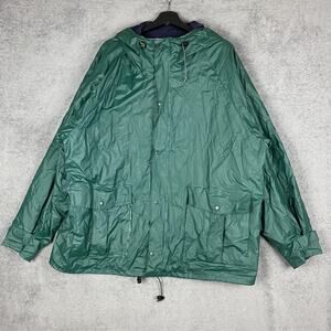 Vintage L.L. Bean Maine Guide Jacket Mens XL Green Hooded Raincoat Quilted 90s